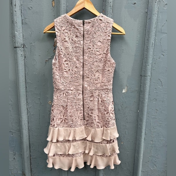 Parker Zahara Pink lace overlay Ruffle Dress, size 0 - Picture 2 of 7